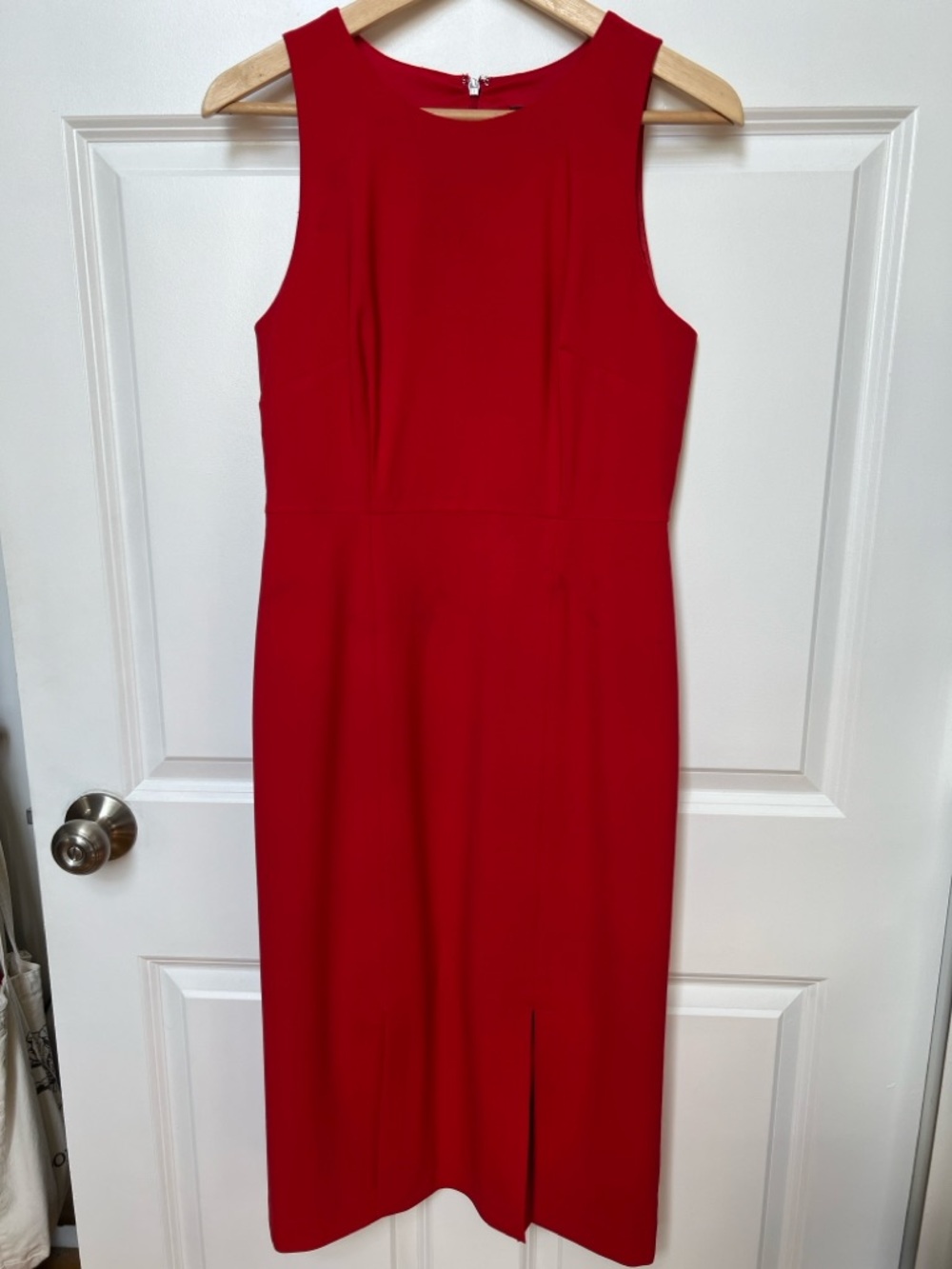 J. Crew Red Sleeveless Midi Dress - side slits - Picture 3 of 6